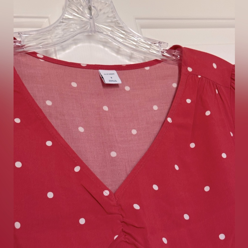 Old Navy Pink Polka Dot Spring Summer Cottagecore Blouse, Small, NWT - Picture 4 of 5